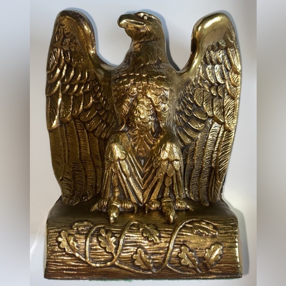 Vintage American Eagle Patriotic Brass Bookends Beautiful Detail Heavy Duty - Picture 3 of 6